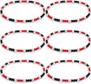 6 Pcs Baseball Beaded Necklace for Men Bling Rhinestone Clay Beaded Necklace Gifts for Baseball Players Lovers