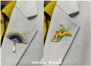 6 PCS Women Brooches Bulk Set Chinese Fortune Fairyland Style Vintage Colorful Rhinestone Animal Plant Pin Elegant Accessories Enamel Jewelry Brooch Pin For Women Girls, Small