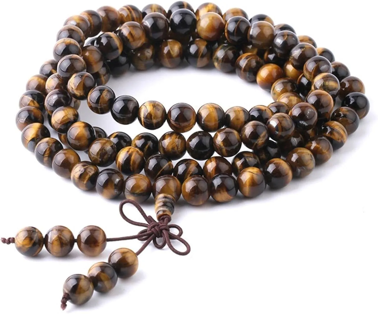 6mm Natural Tiger Eye Bracelet Mala Rosary Prayer Multilayer Bracelets Women Men Healing Meditation Reiki Jewelry