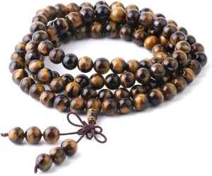 6mm Natural Tiger Eye Bracelet Mala Rosary Prayer Multilayer Bracelets Women Men Healing Meditation Reiki Jewelry
