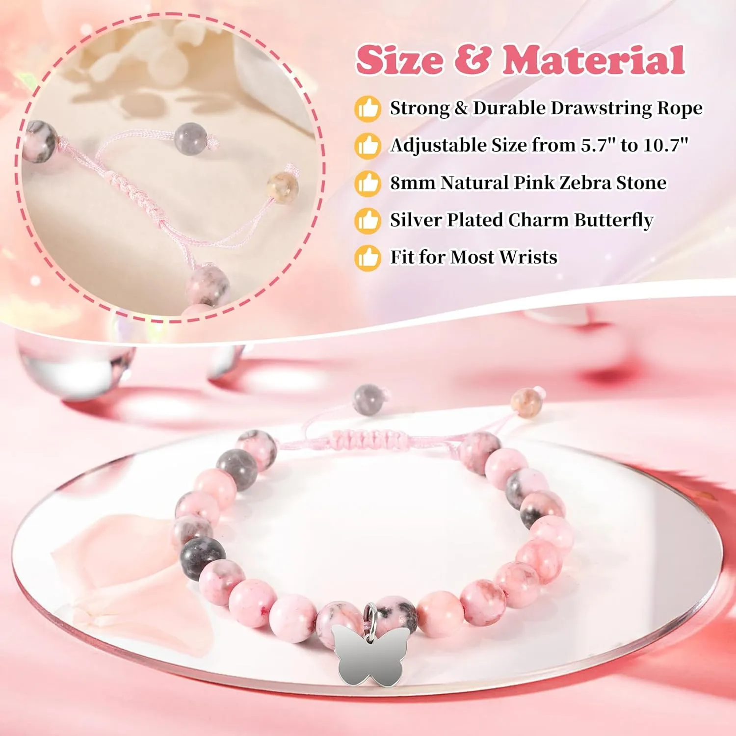 8 Year Old Girl Butterfly Bracelets - Gifts for 6-12 Year Old Girls & Teens with Message Card