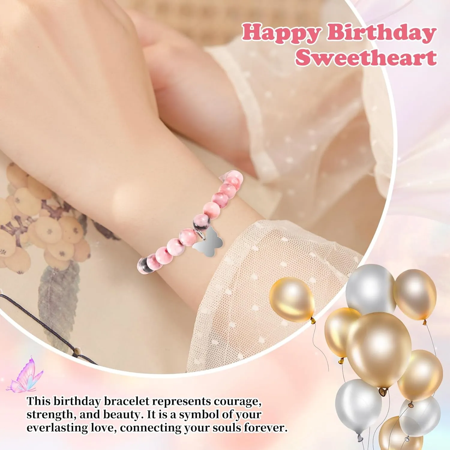 8 Year Old Girl Butterfly Bracelets - Gifts for 6-12 Year Old Girls & Teens with Message Card