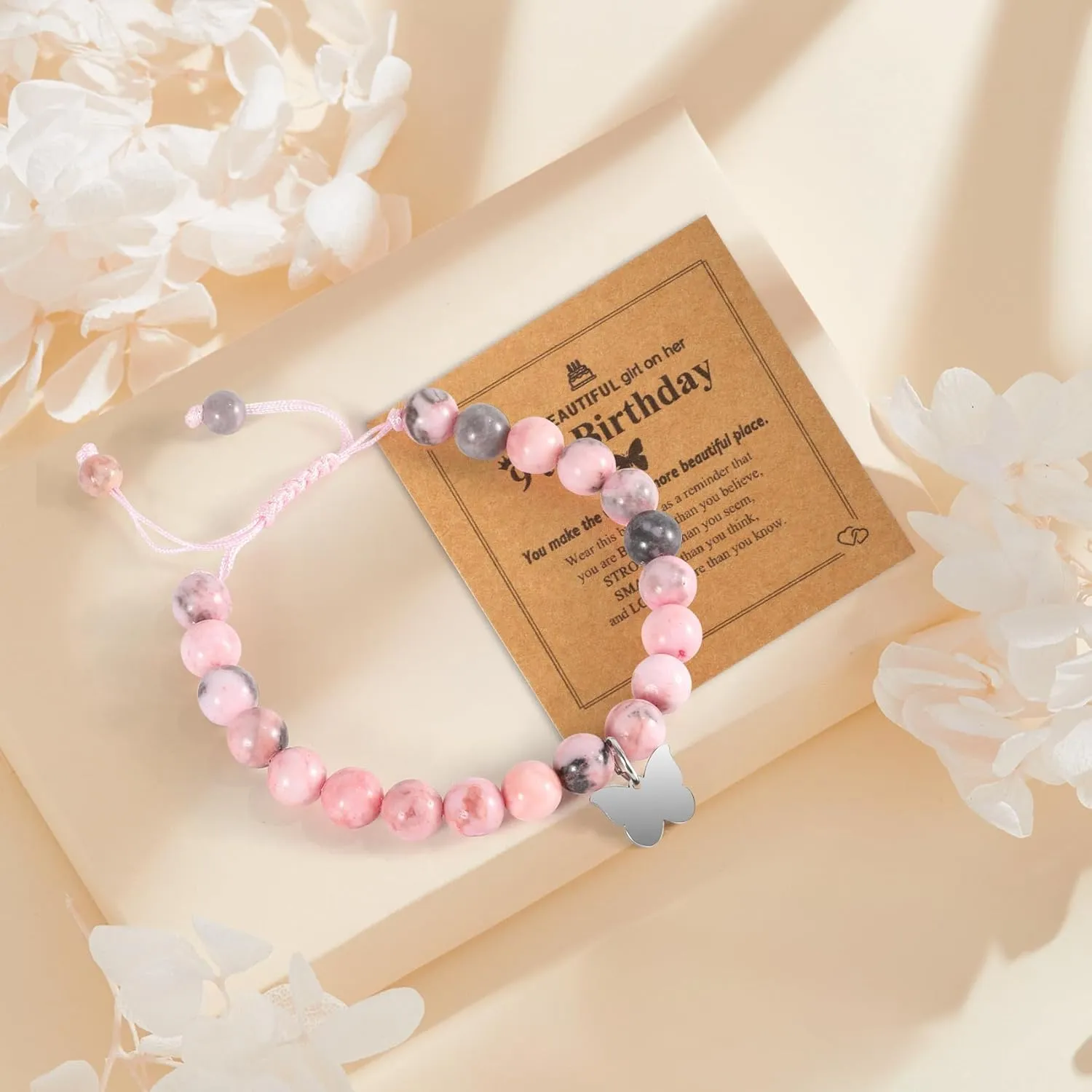 8 Year Old Girl Butterfly Bracelets - Gifts for 6-12 Year Old Girls & Teens with Message Card