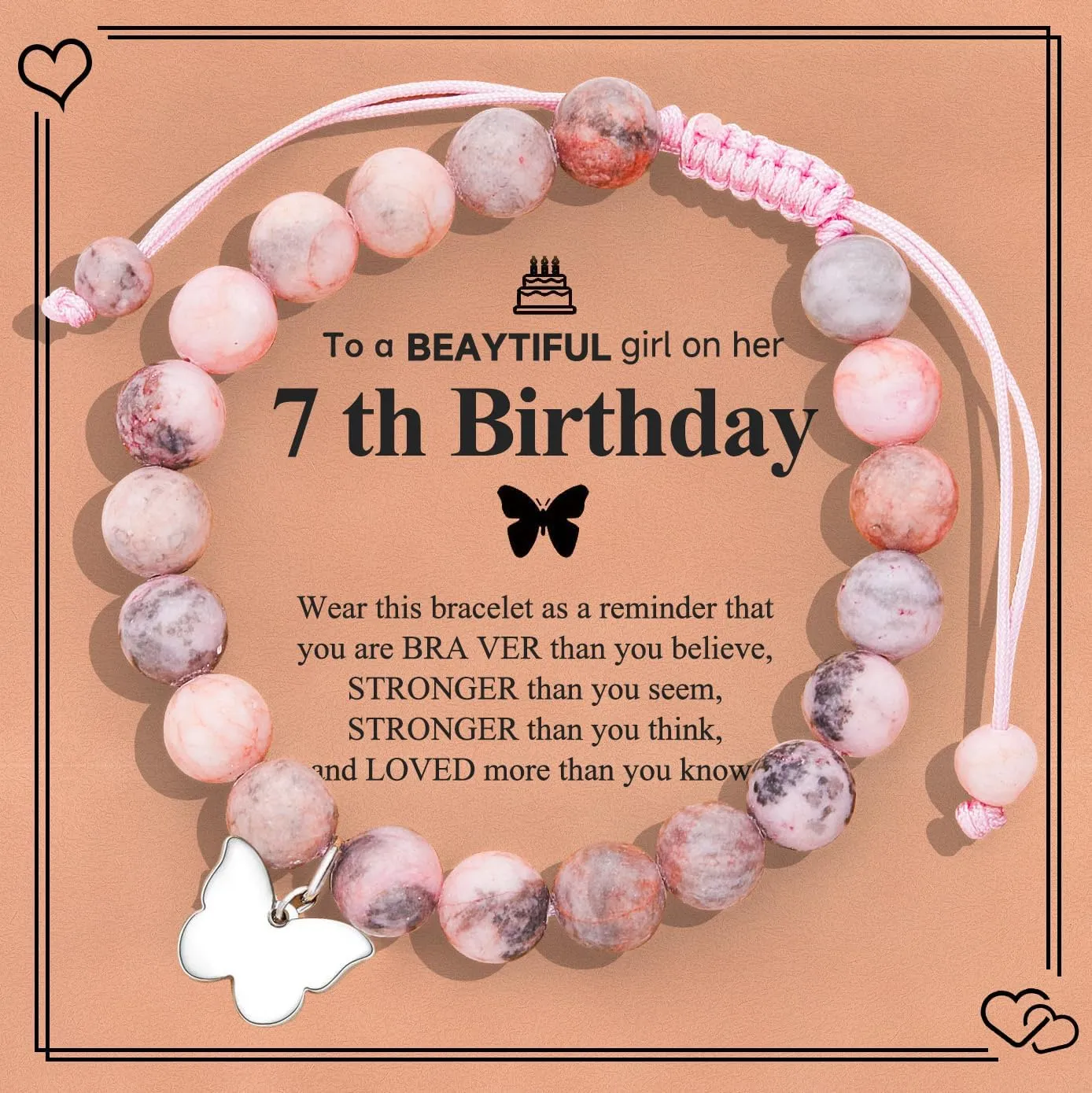 8 Year Old Girl Butterfly Bracelets - Gifts for 6-12 Year Old Girls & Teens with Message Card