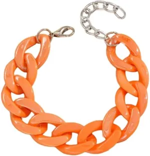 80s 90s Neon Chunky Link Acrylic Bracelets Sweet Macaron Candy Color Resin Link Bracelet for Women Colorful Summer Beach Party Y2k Jewelry