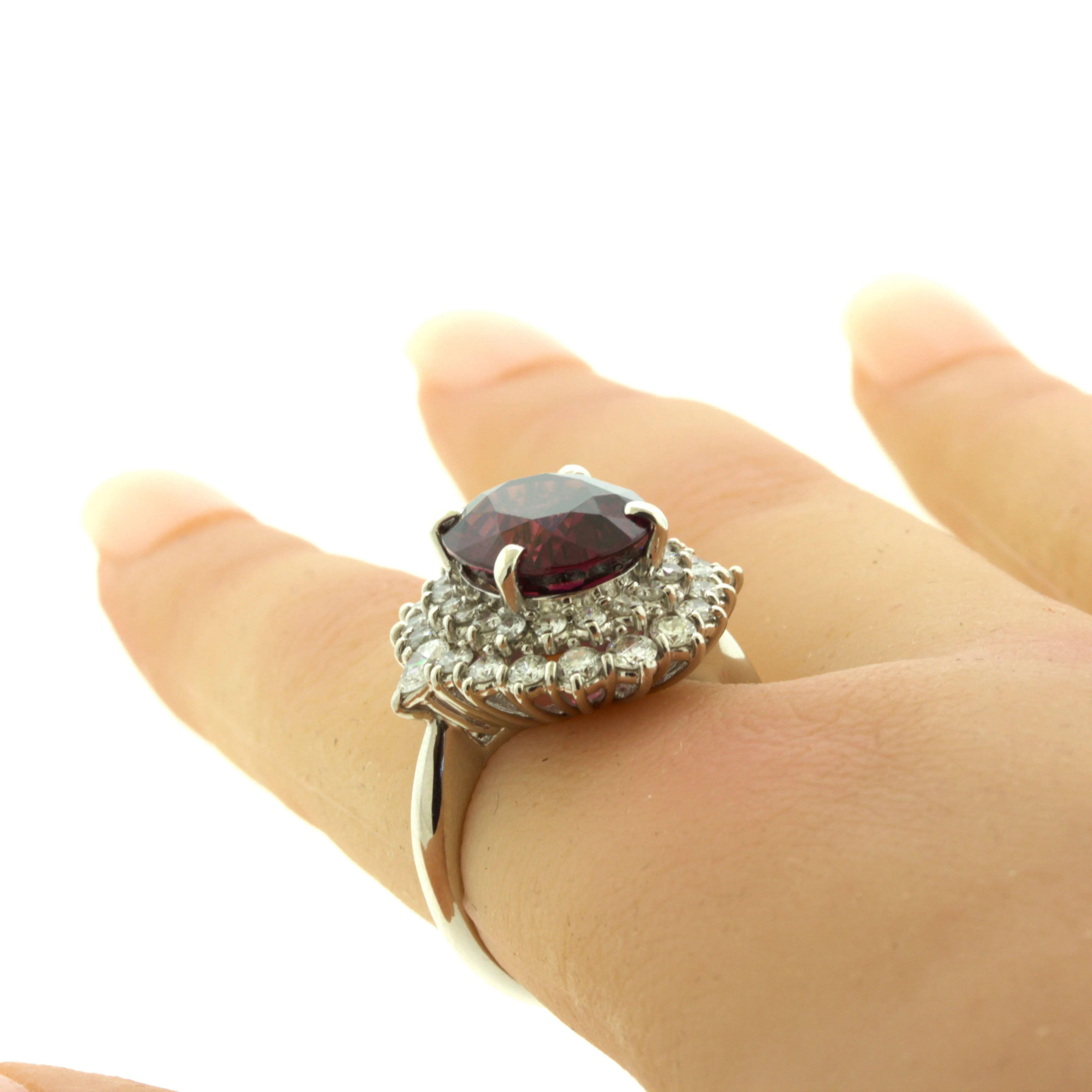 8.16 Carat Gem Rhodolite Garnet Diamond Platinum Ring