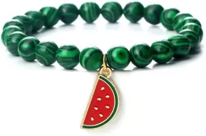 8mm Malachite Stone Beads Bracelets Women Boho Fruit Watermelon Bracelet Bangle Prayer