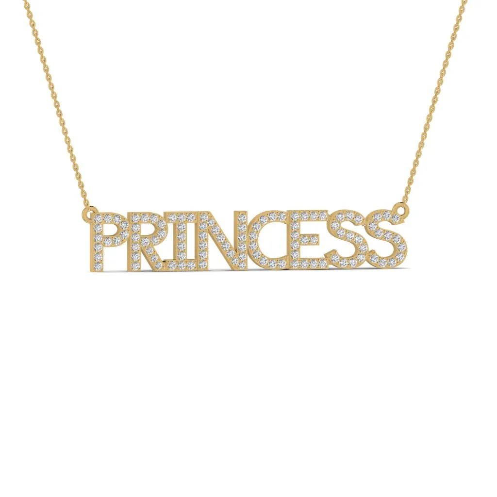 925 Silver 'PRINECESS' Letter Pendant Necklace