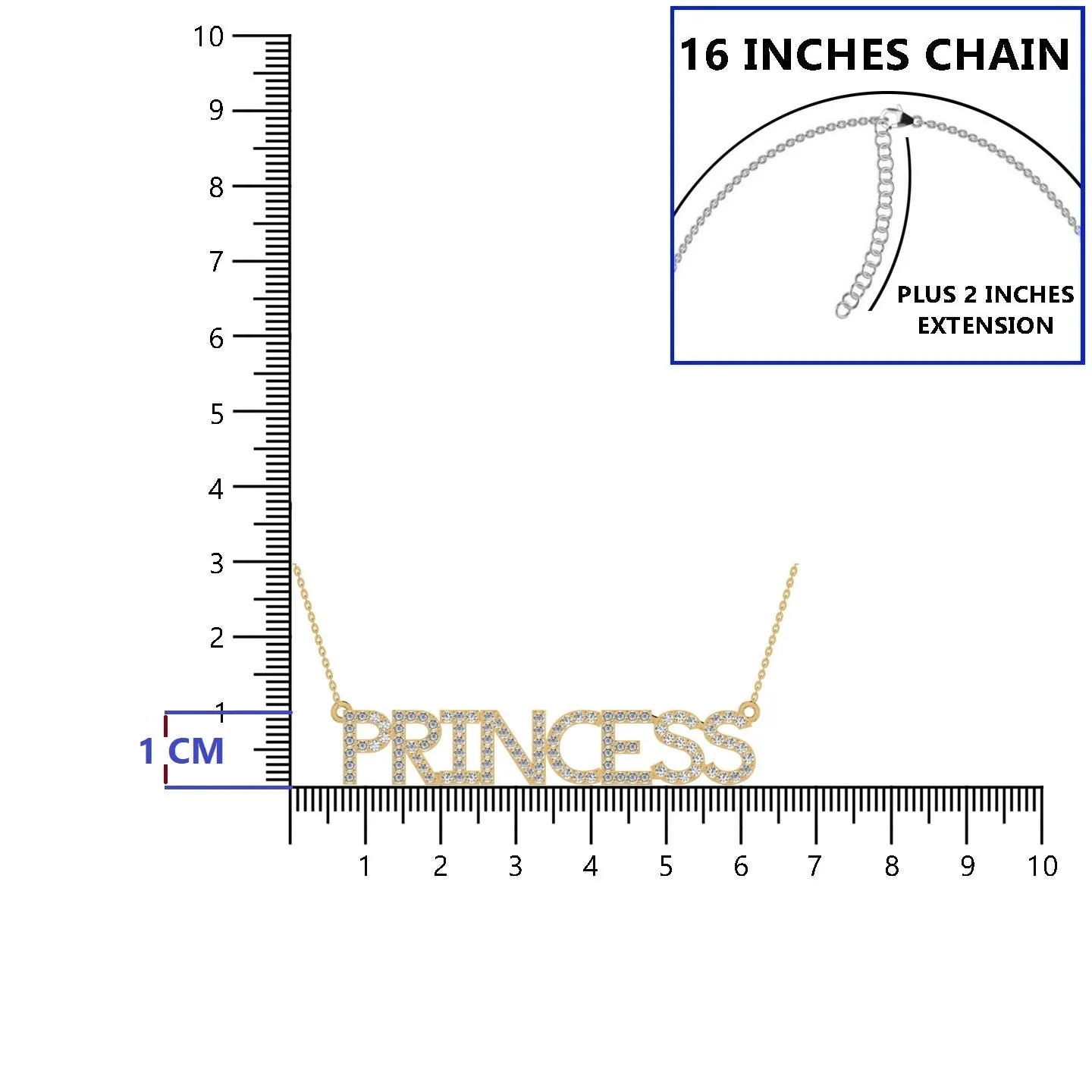 925 Silver 'PRINECESS' Letter Pendant Necklace