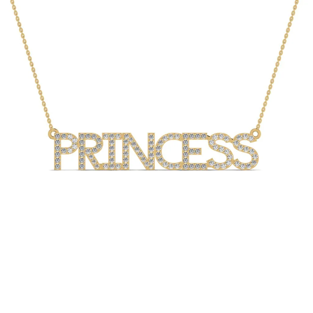 925 Silver 'PRINECESS' Letter Pendant Necklace