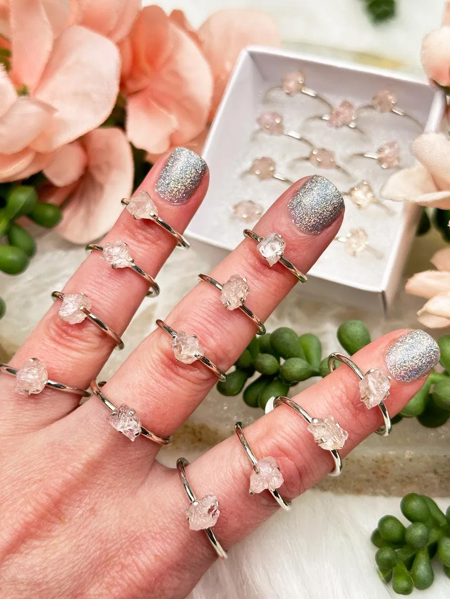 925 Silver Raw Crystal Rings