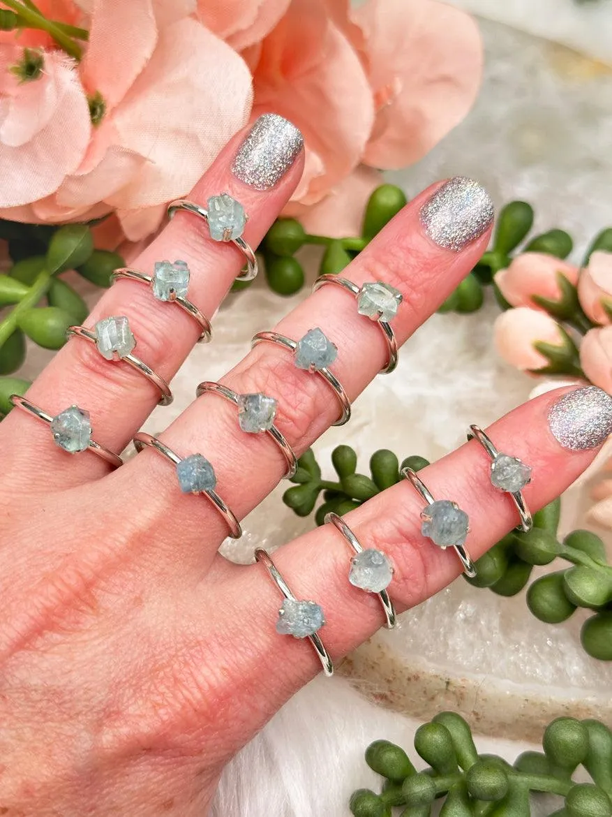 925 Silver Raw Crystal Rings