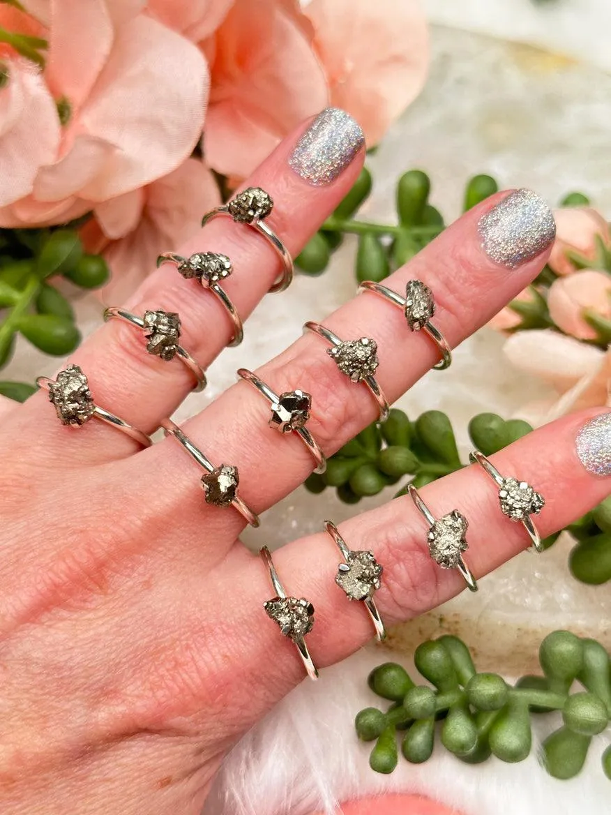 925 Silver Raw Crystal Rings