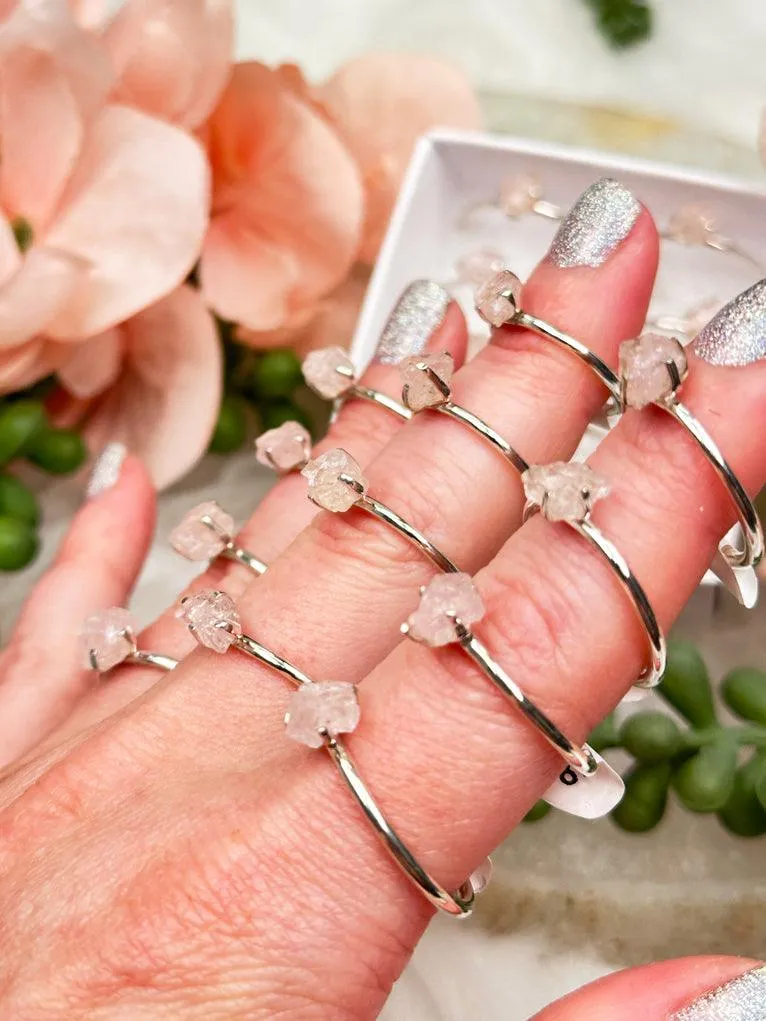 925 Silver Raw Crystal Rings