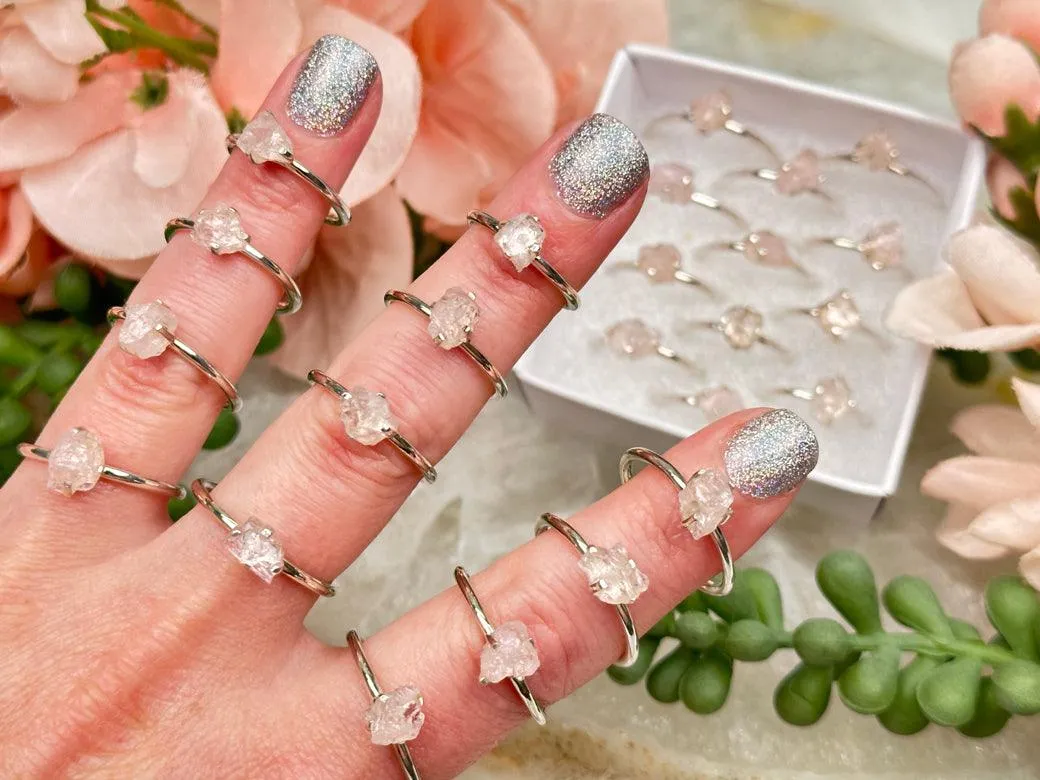 925 Silver Raw Crystal Rings