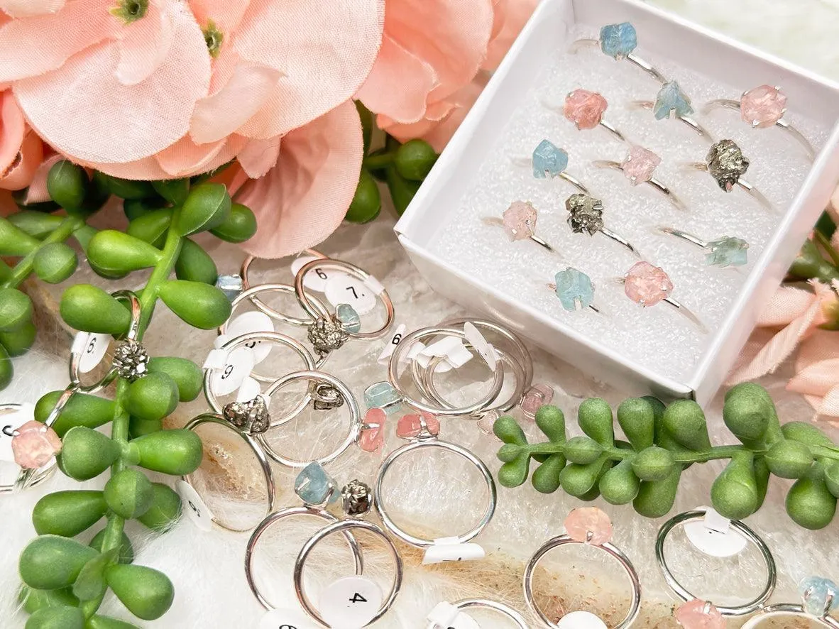 925 Silver Raw Crystal Rings