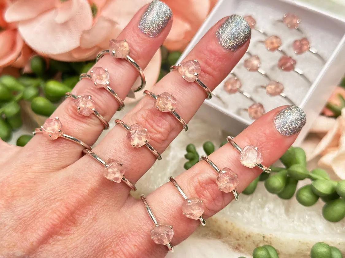 925 Silver Raw Crystal Rings