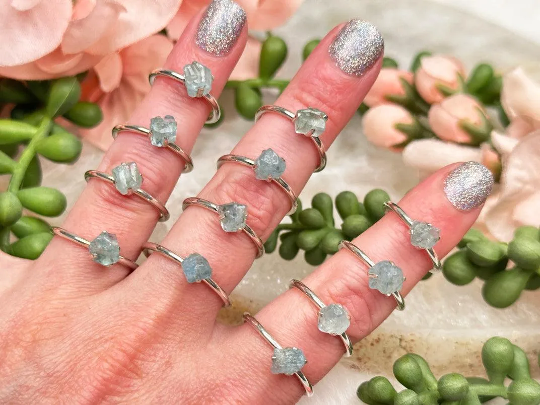 925 Silver Raw Crystal Rings