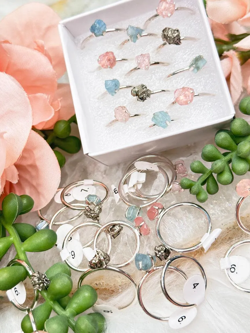 925 Silver Raw Crystal Rings