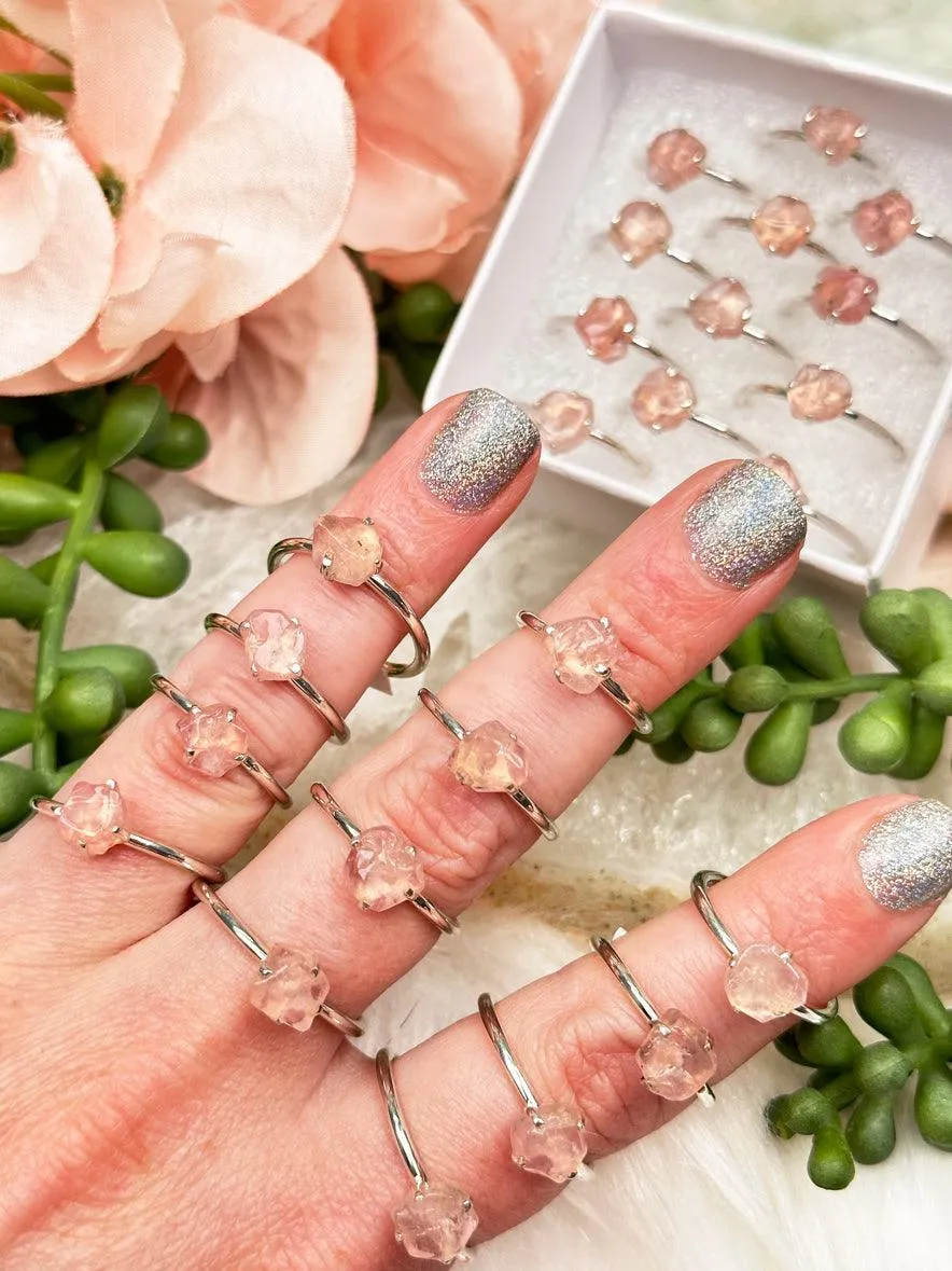 925 Silver Raw Crystal Rings