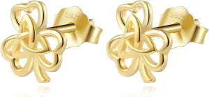 925 Sterling Silver Celtic Knot Stud Earrings for Women,lIrish Jewelry Hypoallergenic 925 Sterling Silver with Gold Plating, Gift for Special Occasions