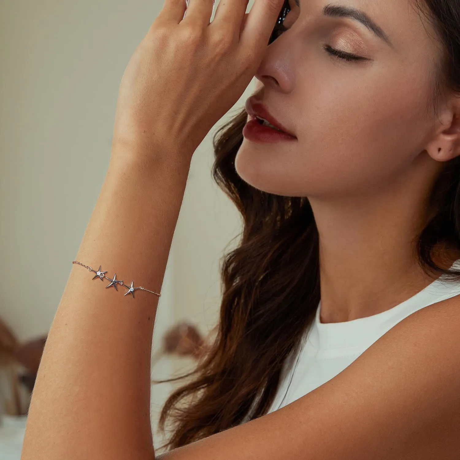 925 Sterling Silver Chain Bracelet with Cat Love Heart Charm Adjustable Plated Gold Bracelets with Chain Length 6.5in-7.9in, Best Jewelry Gift for Girls Women Cat Lovers