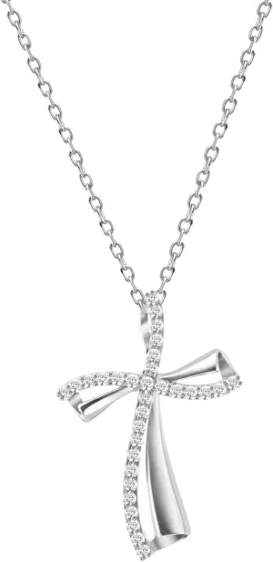925 Sterling Silver Cross Necklace for Women Cross Pendant Twisted Cross with Moissanite Jewelry Gifts 18 2 inch