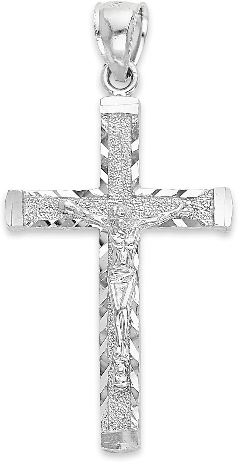 925 Sterling Silver Crucifix Pendant - Jesus Piece Christian Jewelry for Him