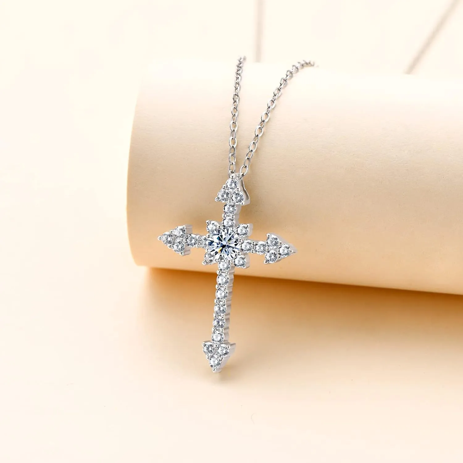 925 Sterling Silver Diamond Necklace for Women, Cross/Infinity Heart/MAMA Pendant Necklaces with Cubic Zirconia or Moissanite on Christmas Mother's Day Birthday Valentine's Day Anniversary Jewelry