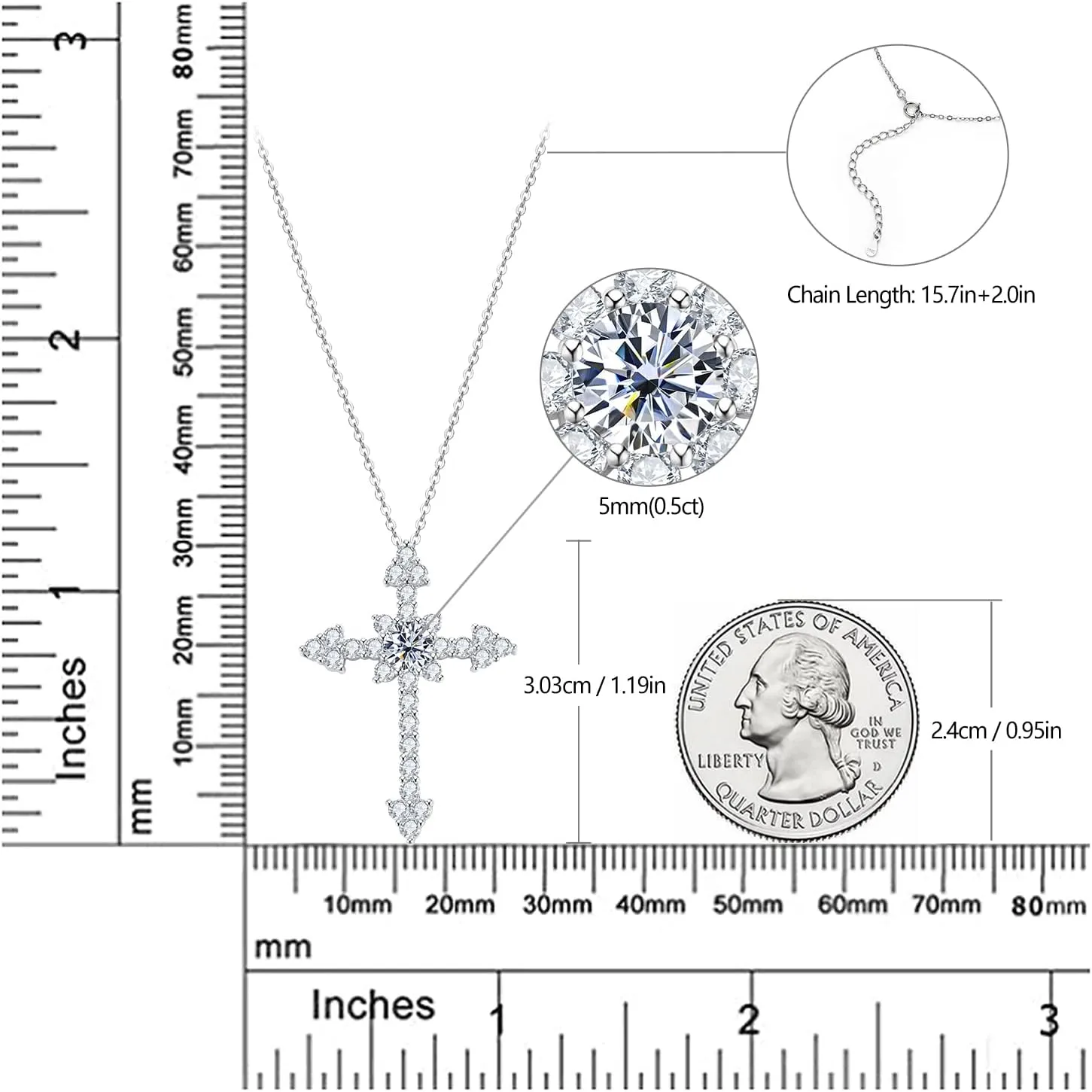 925 Sterling Silver Diamond Necklace for Women, Cross/Infinity Heart/MAMA Pendant Necklaces with Cubic Zirconia or Moissanite on Christmas Mother's Day Birthday Valentine's Day Anniversary Jewelry