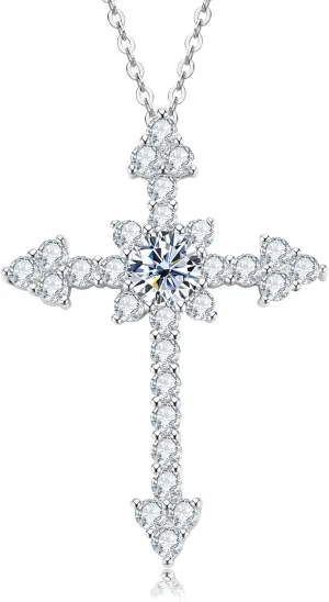 925 Sterling Silver Diamond Necklace for Women, Cross/Infinity Heart/MAMA Pendant Necklaces with Cubic Zirconia or Moissanite on Christmas Mother's Day Birthday Valentine's Day Anniversary Jewelry