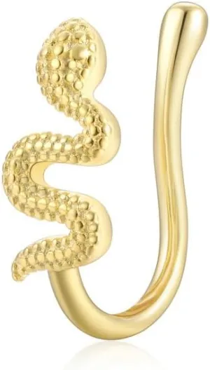 925 Sterling Silver Fake Nose Ring for Women CZ 14K Gold Plated Nose Cuffs Sparkling Non-Piercing Nose Rings Clip On Nose Jewelry Body Jewelry