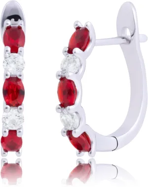925 Sterling Silver Gemstone Hoop Earrings with CZ | Secure Clasp Birthstone Hoop Earrings for Women | Hypoallergenic 20MM Sapphire Ruby or Emerald Earrings by MAX   STONE