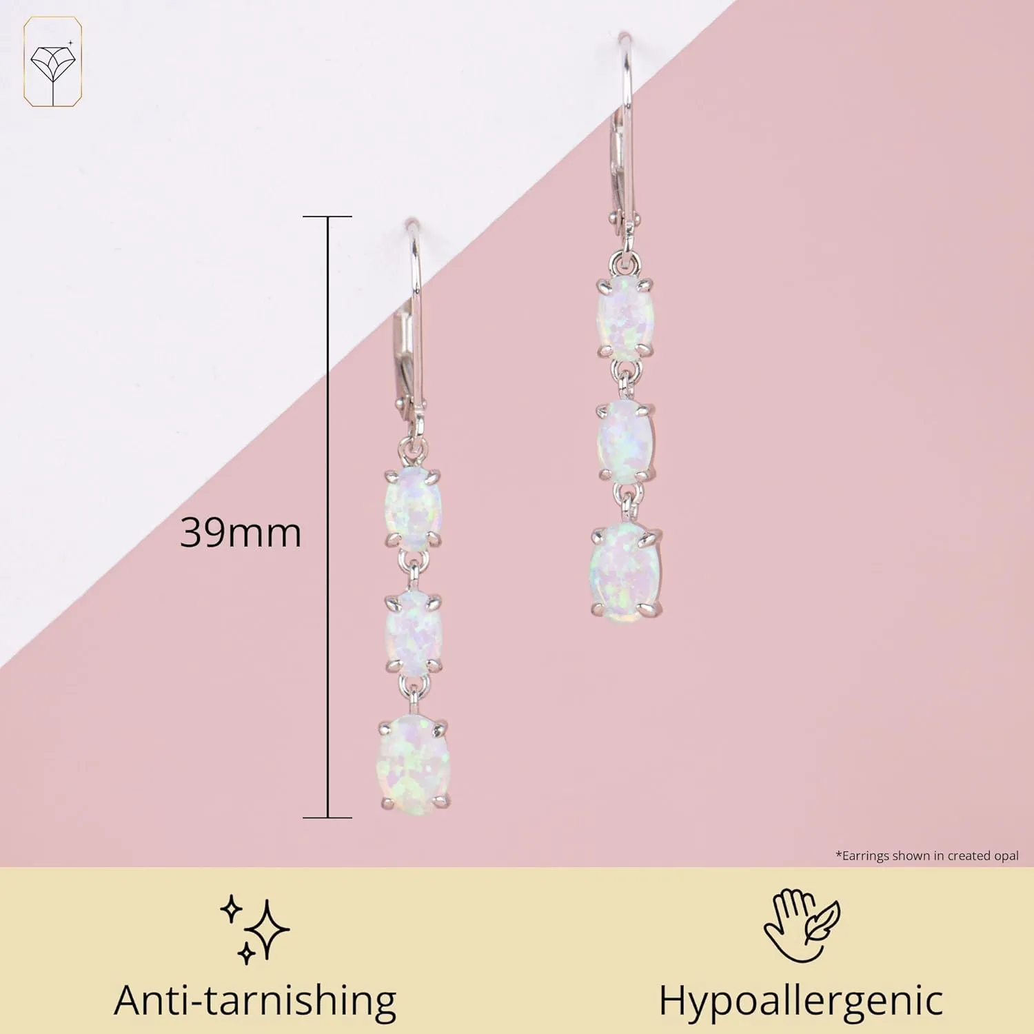 925 Sterling Silver Gemstone Oval Dangle Earrings for Women with Leverbacks and 1.5 inch Birthstones by MAX   STONE