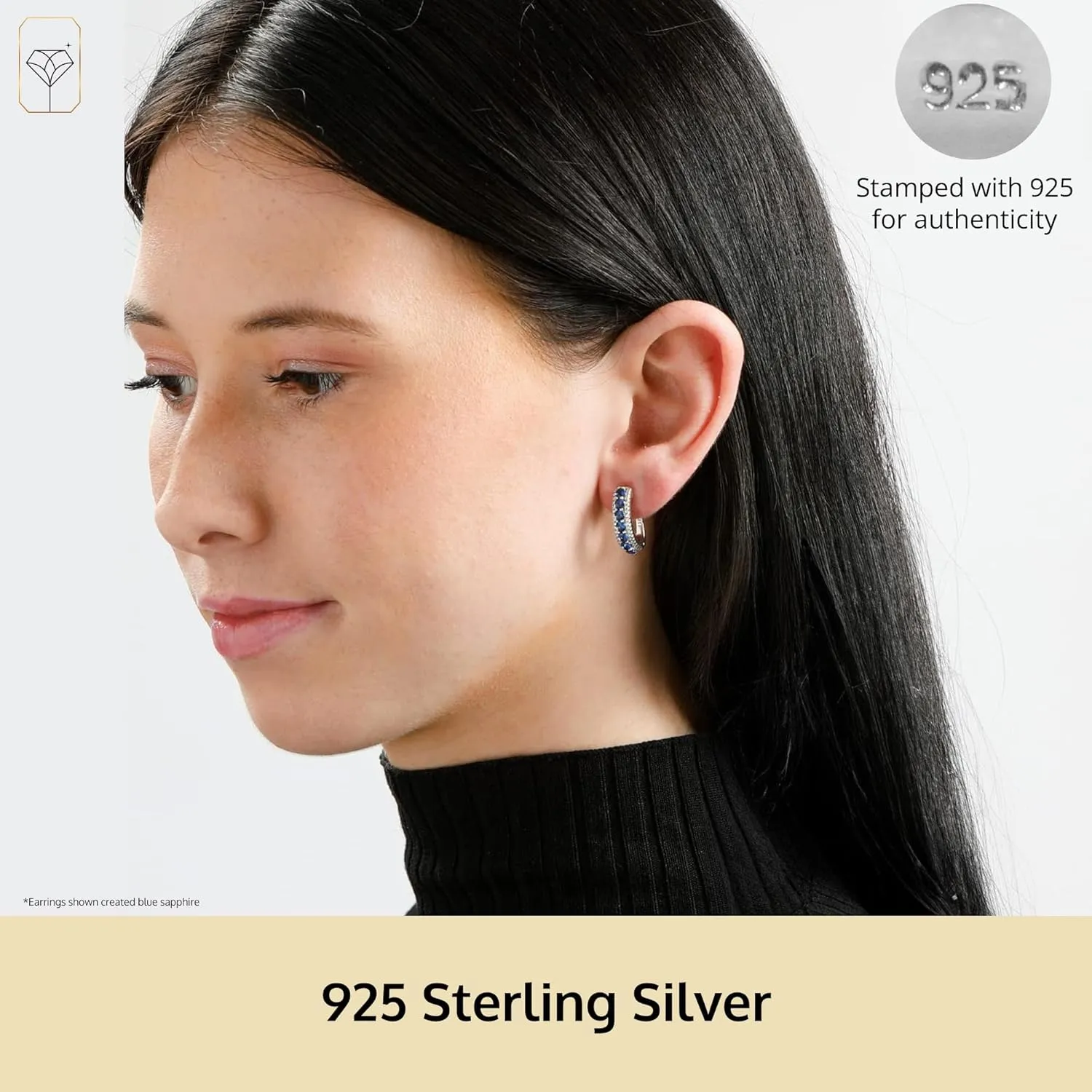 925 Sterling Silver Gemstone Round Hoop Earrings for Women 0.75 inches in Simulated Green Emerald, Red Ruby, or Blue Sapphire Birthstones with Hinged Posts by MAX   STONE