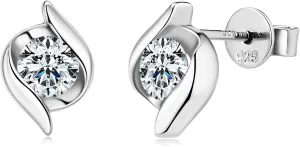 925 Sterling Silver Moissanite Stud Earrings, 0.5 CT D Color VVS1 Round Imitation Diamond Hypoallergenic Earrings for Women and Men