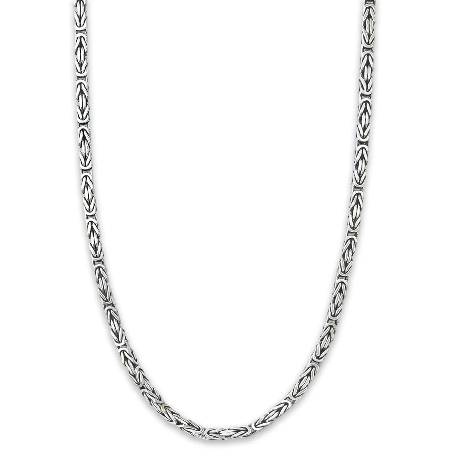 925 Sterling Silver Solid Byzantine Chain Necklace - 2 mm Oxidized Non Tarnish Link Chains for Men Women 16" 18" 20" 22" 24" Inch Lobster Claw Clasp - Handmade Jewelry (18" - 45 cm)