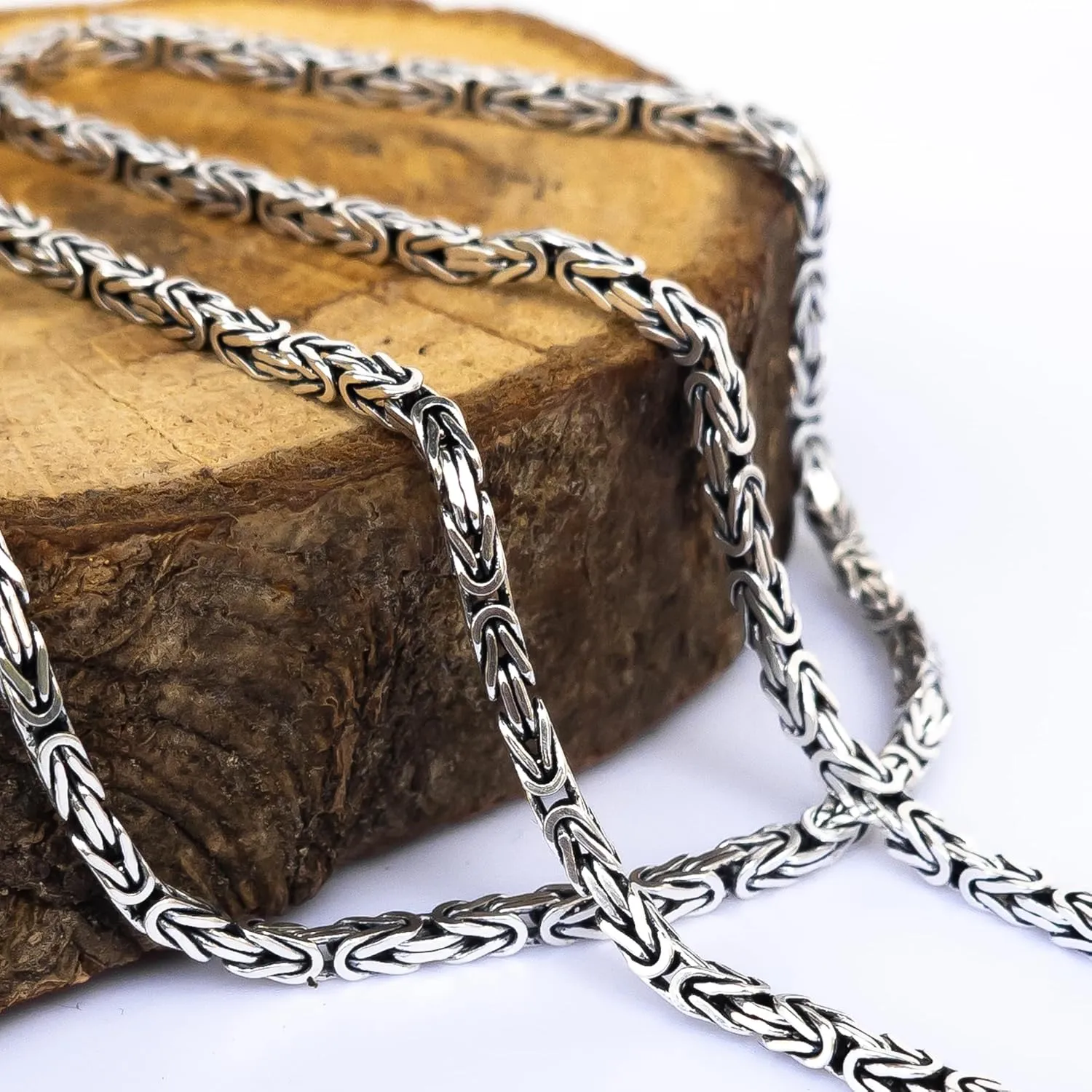 925 Sterling Silver Solid Byzantine Chain Necklace - 2 mm Oxidized Non Tarnish Link Chains for Men Women 16" 18" 20" 22" 24" Inch Lobster Claw Clasp - Handmade Jewelry (18" - 45 cm)