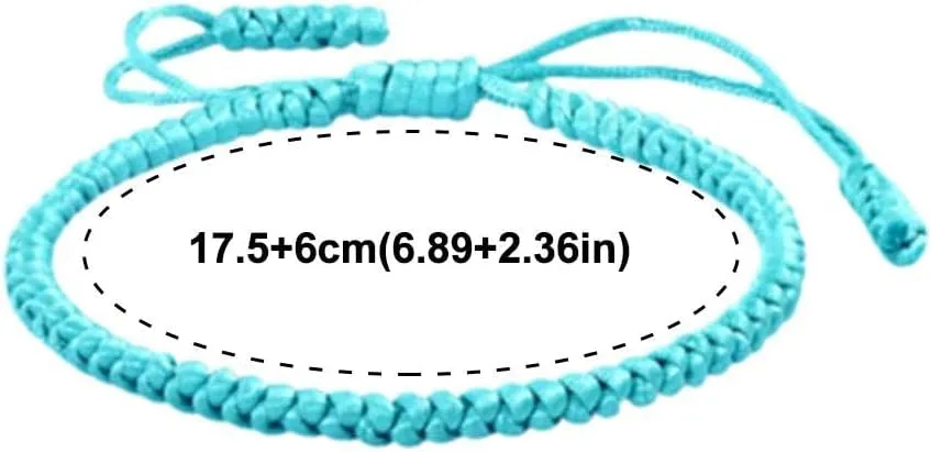 Adjustable Blue Friendship Bracelet  Handmade Beaded Rope Knot, Tibetan String Design, Good Luck Amulet Bracelet for Women, Spiritual Protection Gift
