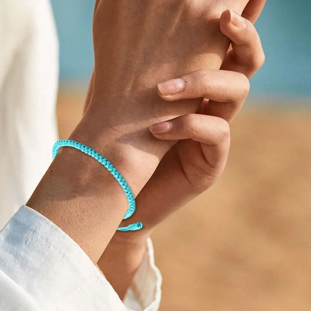 Adjustable Blue Friendship Bracelet  Handmade Beaded Rope Knot, Tibetan String Design, Good Luck Amulet Bracelet for Women, Spiritual Protection Gift