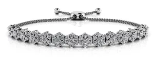 Adjustable Fleur Diamond Bracelet with 1.93 ct.(finished) 1.7mm, 2.2mm
