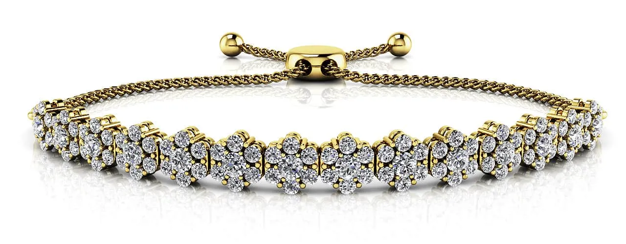 Adjustable Fleur Diamond Bracelet with 1.93 ct.(finished) 1.7mm, 2.2mm
