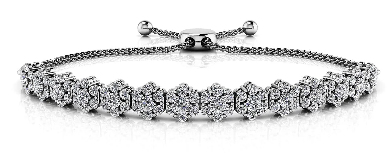 Adjustable Fleur Diamond Bracelet with 1.93 ct.(finished) 1.7mm, 2.2mm