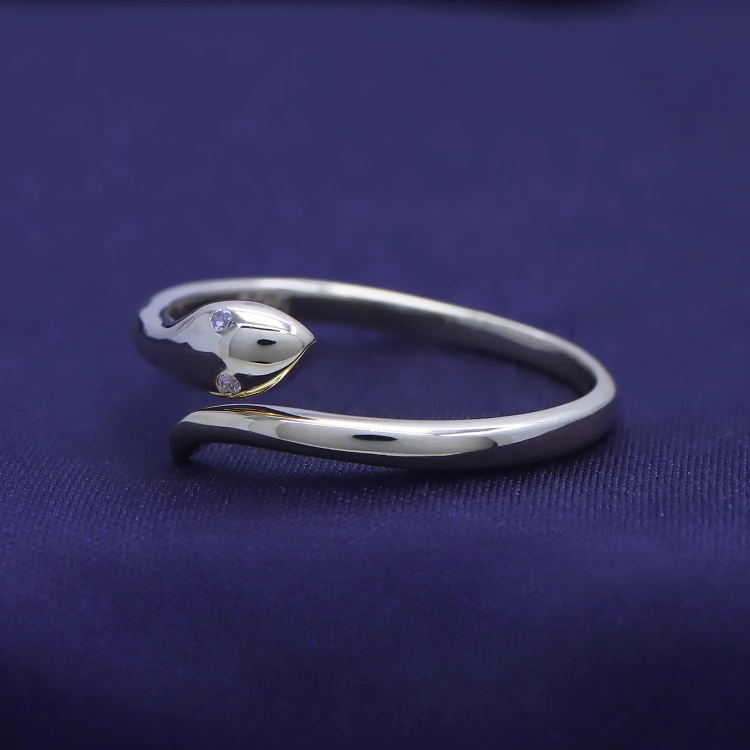 Adjustable Snake Ring | Round Sparkling White Cubic Zirconia Open Snake Rings for Women In 14K Gold Over Sterling Silver Jewelry Gift for Daughters Wife