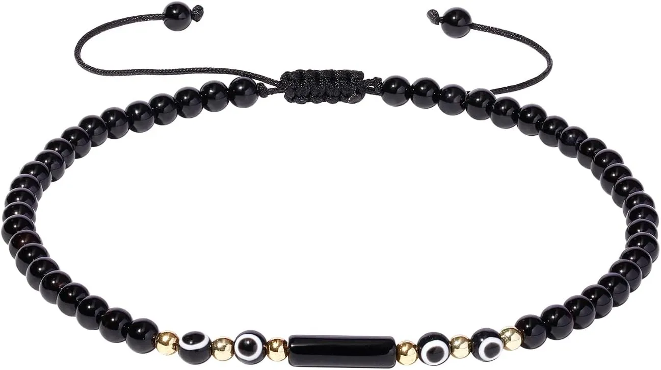 Agate Evil Eye Ankle Bracelets for Women Amulet 4mm Beaded Anklet Spiritual Jewelry Reiki Crystals and Stones Gifts