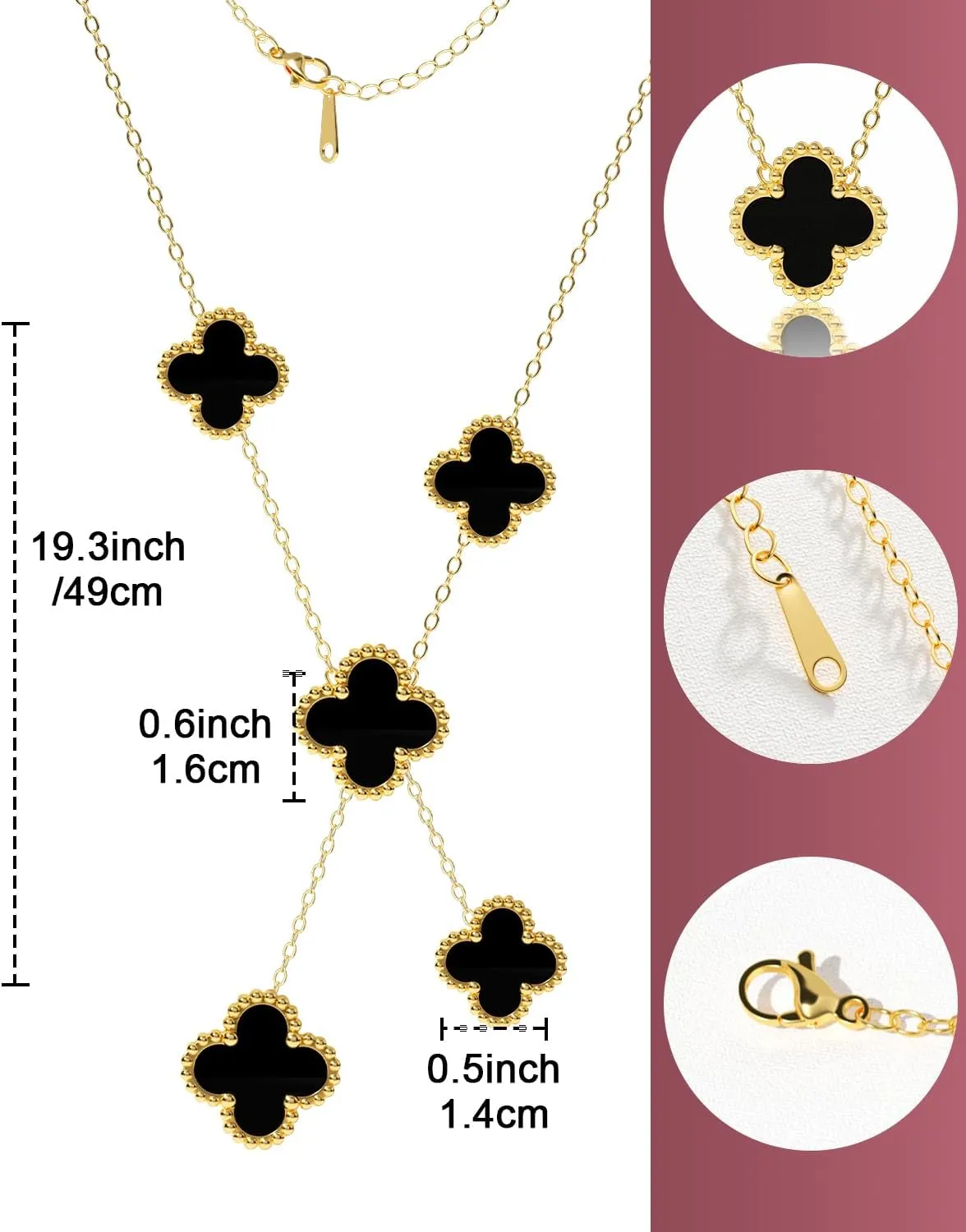 AICase Valentines Day Gifts Clover Necklace for Women 18K Gold Plated Four Leaf Clover Necklace Lucky Pendant Jewelry Gifts for Women/Mon Birthday