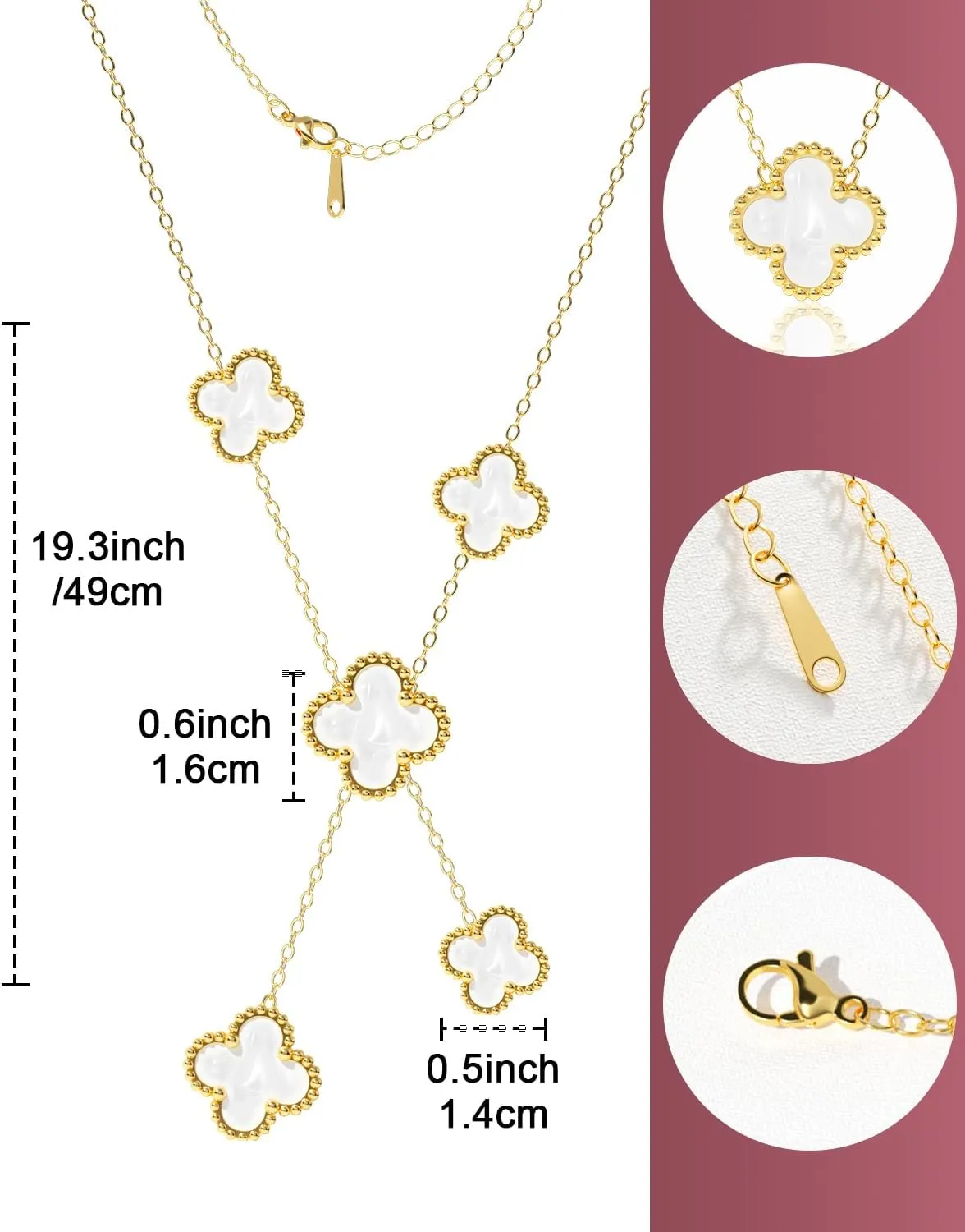 AICase Valentines Day Gifts Clover Necklace for Women 18K Gold Plated Four Leaf Clover Necklace Lucky Pendant Jewelry Gifts for Women/Mon Birthday
