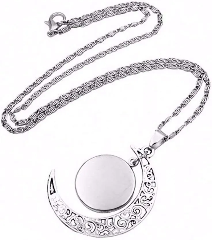 Ailiessy Hollow Crescent Moon Wolf Necklace Pendant Stud Earrings Vintage Time Gemstone New Moon Charm Bracelets for Women Trendy Christmas Jewelry Set