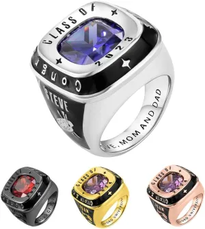 AILIN 925 Sterling Silver/Brass Customize College Class Rings For Men Women High School 2024 2025 2026 Personalized Engraved Birthstone Graduation Rings University Gifts