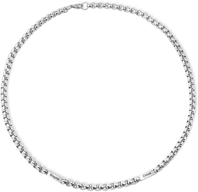 AILIN Custom 2 Names Necklace For Men Stainless Steel Engraved Father Necklace Personalized Cuban Chain For Him Birthday Gifts For Dad Grandfather